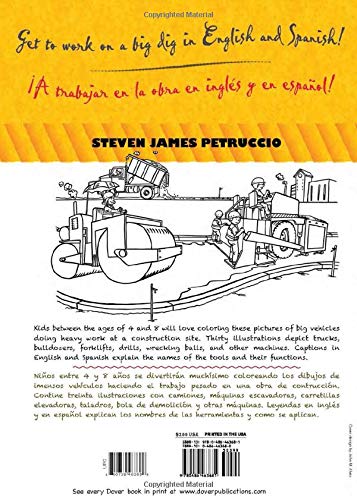 At the Construction Site/En la obra de construccin: Bilingual Coloring Book (Dover Bilingual Books For Kids) (English and Span,Used
