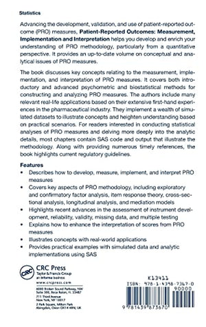 PatientReported Outcomes: Measurement, Implementation and Interpretation (Chapman & Hall/CRC Biostatistics Series),Used