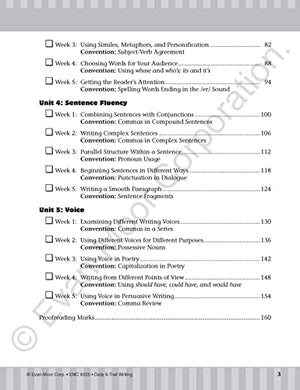 Evanmoor Daily 6Trait Writing, Grade 5 Homeschool And Classroom Resource Workbook, Reproducible Worksheets, Teaching Edition,