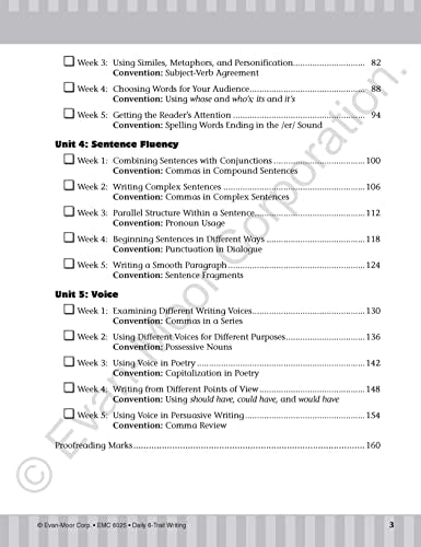 Evanmoor Daily 6Trait Writing, Grade 5 Homeschool And Classroom Resource Workbook, Reproducible Worksheets, Teaching Edition,