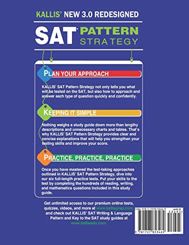 KALLIS' Redesigned SAT Pattern Strategy 3rd Edition: 6 Full Length Practice Tests (College SAT Prep + Study Guide Book for the N,Used
