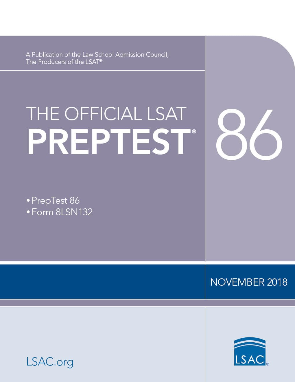 The Official LSAT PrepTest 86: (Nov. 2018 LSAT),Used