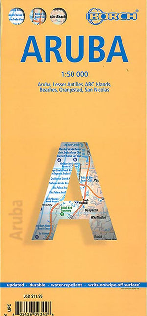 Laminated Aruba Map by Borch (English, Spanish, French, Italian and German Edition),Used