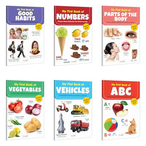 My First Book Of Abc, Numbers, Vegetables And More Books (Eng-Hindi) : Bilingual Book Set, Learning Books For Toddlers, Picture Book Collections For Kids | Set Of 6 Books