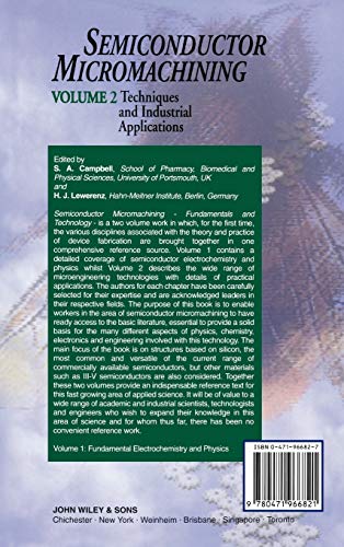 Semiconductor Micromachining, Techniques and Industrial Applications (Semiconductor Micromachining, Volume 2),Used