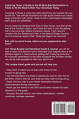 Texas Bucket List Adventure Guide & Journal: Explore 50 Natural Wonders You Must See!,Used