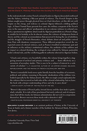 A Desert Named Peace: The Violence of France's Empire in the Algerian Sahara, 18441902 (History and Society of the Modern Middl,Used