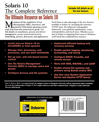 Solaris 10 The Complete Reference (Osborne Complete Reference Series),Used