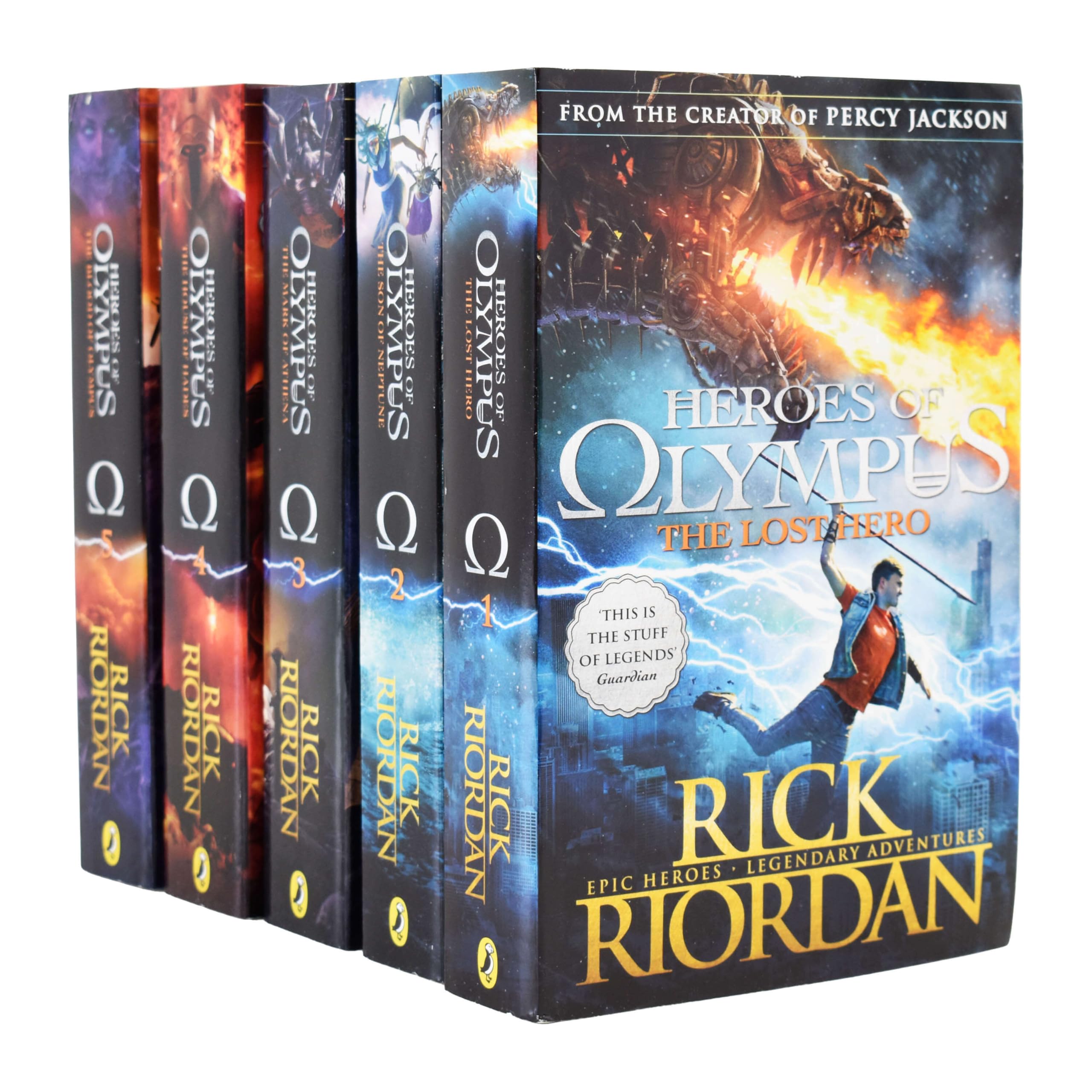 Heroes of Olympus Complete Collection 5 Books Box Set The Lost Hero/The Son of Neptune/The Mark of Athena/The Blood of Olympus ,Used