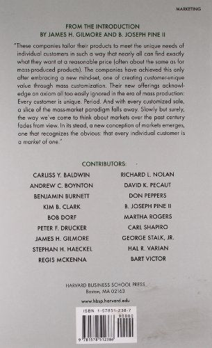 Markets of One: Creating CustomerUnique Value through Mass Customization,New
