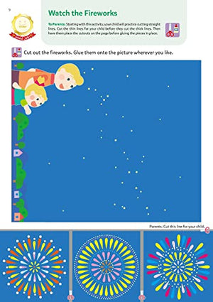 Play Smart Cutting and Pasting Age 2+: Preschool Activity Workbook with Stickers for Toddlers Ages 2, 3, 4: Build Strong Fine Mo,Used