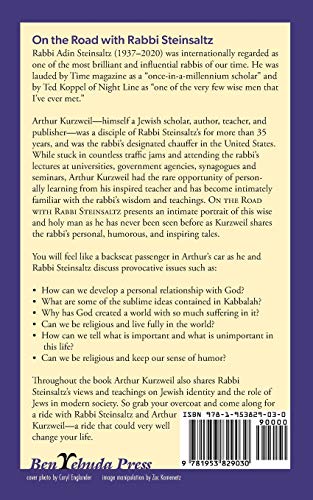 On the Road with Rabbi Steinsaltz: 25 Years of PreDawn Car Trips, MindBlowing Encounters and Inspiring Conversations with a Ma,Used