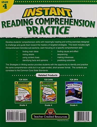 Instant Reading Comprehension Practice Grade 4,Used