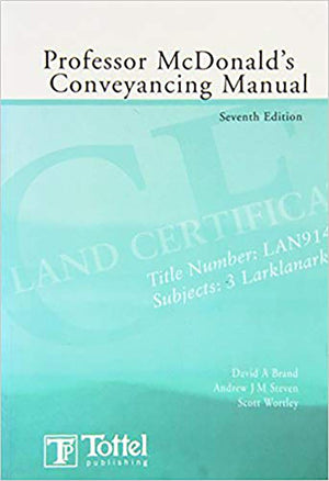 Professor Mcdonald'S Conveyancing Manual: 7Th Edition,Used