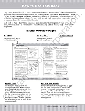 Evanmoor Daily 6Trait Writing, Grade 5 Homeschool And Classroom Resource Workbook, Reproducible Worksheets, Teaching Edition,