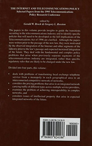 The Internet and Telecommunications Policy: Selected Papers From the 1995 Telecommunications Policy Research Conference (LEA Tel,Used