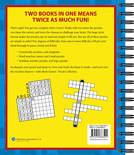 Brain Games  2 Books in 1  Puzzle Collection (Large Print),Used