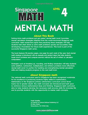 Singapore Math  Mental Math Level 4 Workbook For 5Th Grade, Paperback, 64 Pages, Ages 1011 With Answer Key-used