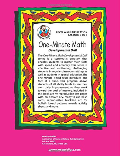 One minute math Level A Multiplication: Factors 0 to 5,Used