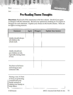 Number the Stars: An Instructional Guide for Literature  Novel Study Guide for Elementary School Literature with Close Reading ,Used