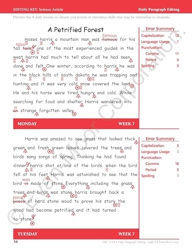 Daily Paragraph Editing, Grade 6 Teacher Edition,Used