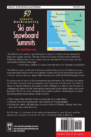 50 Classic Backcountry Ski and Snowboard Summits in California: Mount Shasta to Mount Whitney,Used
