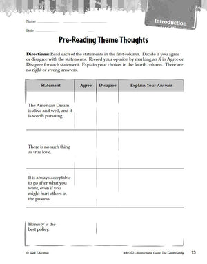 The Great Gatsby: An Instructional Guide for Literature  Novel Study Guide for High School Literature with Close Reading and Wr,Used