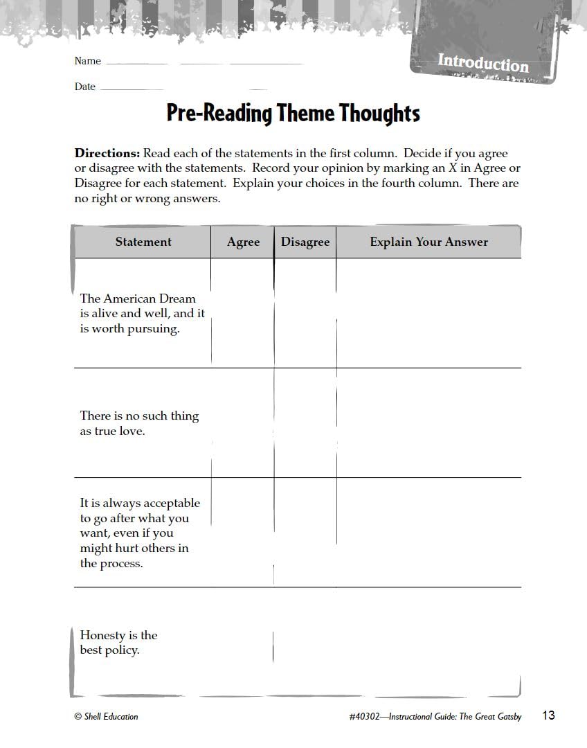 The Great Gatsby: An Instructional Guide for Literature  Novel Study Guide for High School Literature with Close Reading and Wr,Used