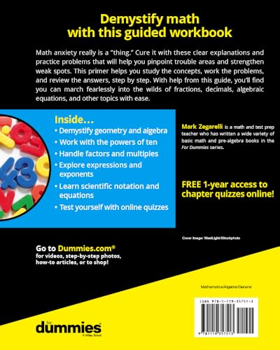 Basic Math & Prealgebra Workbook For Dummies With Online Practice (For Dummies (Lifestyle))