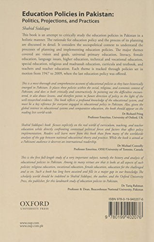 Education Policies in Pakistan: Politics, Projections, and Practices,Used