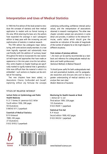 Interpretation And Uses Of Medical Statistics,New