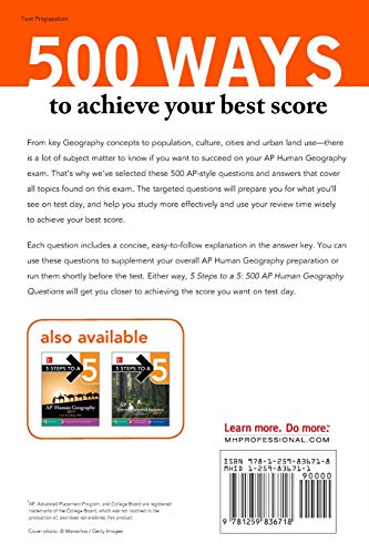 5 Steps to a 5: 500 AP Human Geography Questions to Know by Test Day, Second Edition,Used