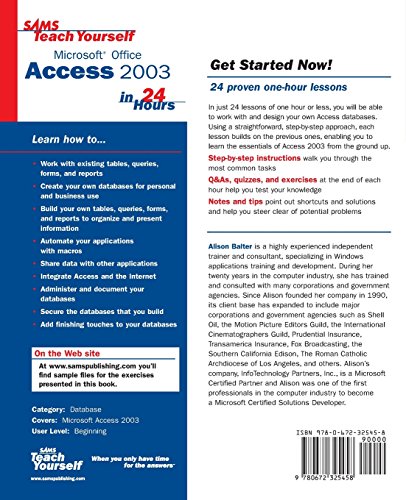 SAMS Teach Yourself Microsoft Office Access 2003 in 24 Hours,Used