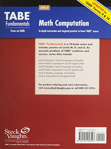 Math Computation, Level D (Tabe Fundamentals),Used