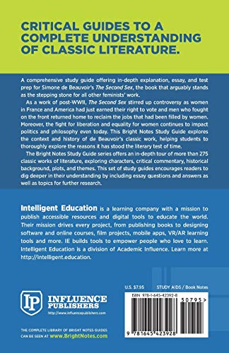 Study Guide to The Second Sex by Simone de Beauvoir (Bright Notes),Used