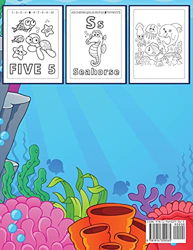 My First Coloring Book  The Ocean: A Coloring Book for Toddlers Ages 24  Learning Letters, Numbers and Animals for Kids who L,Used