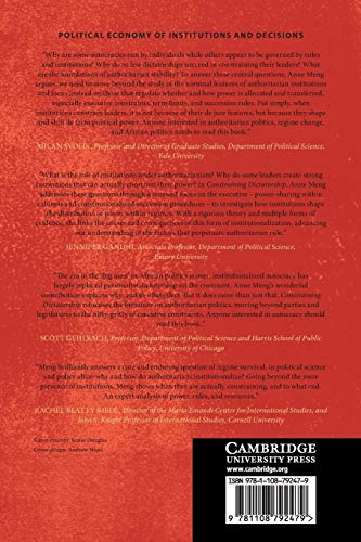 Constraining Dictatorship (Political Economy of Institutions and Decisions),Used