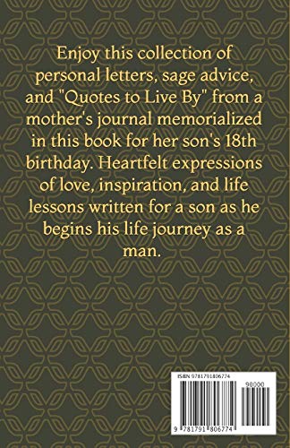For My Son: A Mother's Letters to her Son as he Becomes a Man,Used