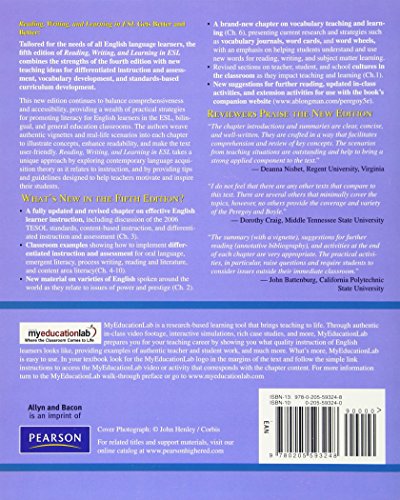 Reading, Writing and Learning in ESL: A Resource Book for Teaching K12 English Learners (5th Edition),Used