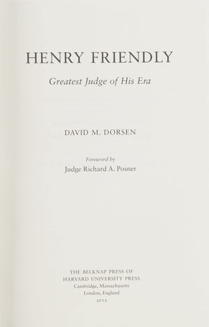 Henry Friendly, Greatest Judge of His Era,Used