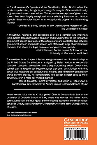 The Government's Speech and the Constitution (Cambridge Studies on Civil Rights and Civil Liberties),Used