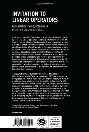 Invitation to Linear Operators: From Matrices to Bounded Linear Operators on a Hilbert Space,Used