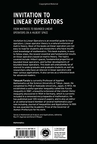 Invitation to Linear Operators: From Matrices to Bounded Linear Operators on a Hilbert Space,Used