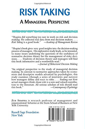 Risk Taking: A Managerial Perspective,Used