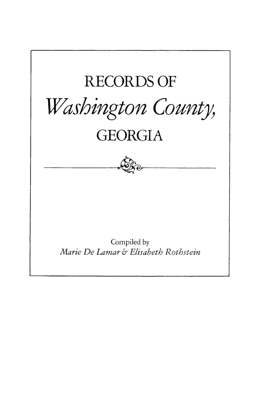 Records Of Washington County, Georgia,Used