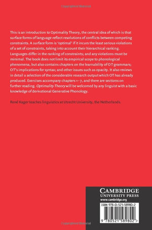 Optimality Theory (Cambridge Textbooks In Linguistics),New