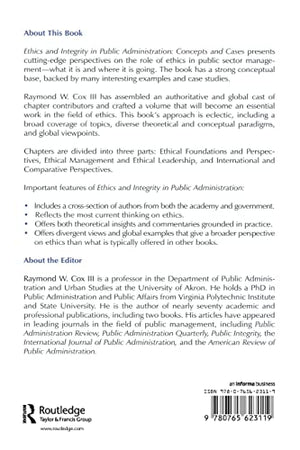 Ethics and Integrity in Public Administration: Concepts and Cases,Used