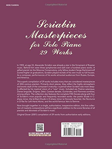 Scriabin Masterpieces for Solo Piano (Dover Music for Piano),Used