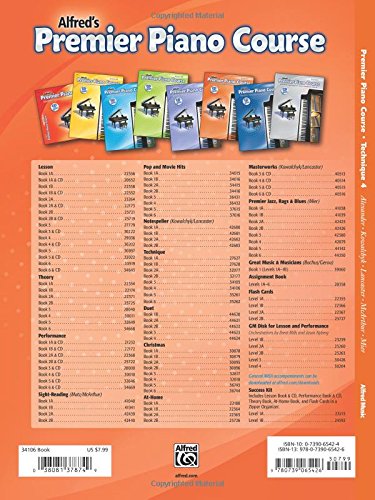 Premier Piano Course Technique, Bk 4 (Premier Piano Course, Bk 4),Used