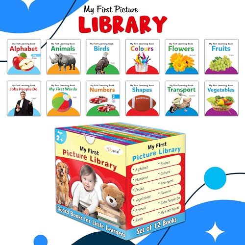 ChildrenS Educational Board Book Collection (Red Edition) : KidS First Library Box, Learning Book For Preschoolers, Educational Picture Books For Toddlers Of 12 Board Books